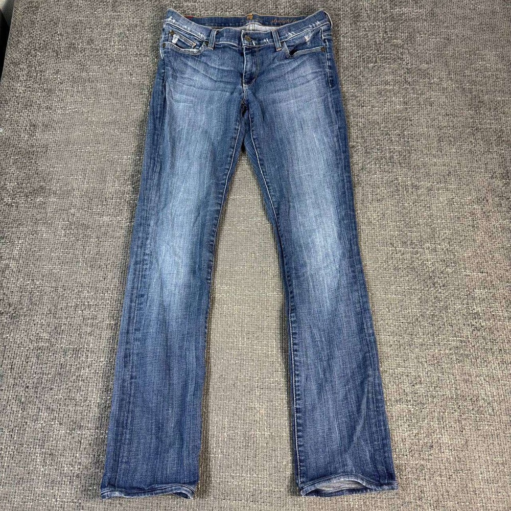 7 For All Mankind Straight Leg Jeans Womens 29 Blue Medium Wash Made in USA